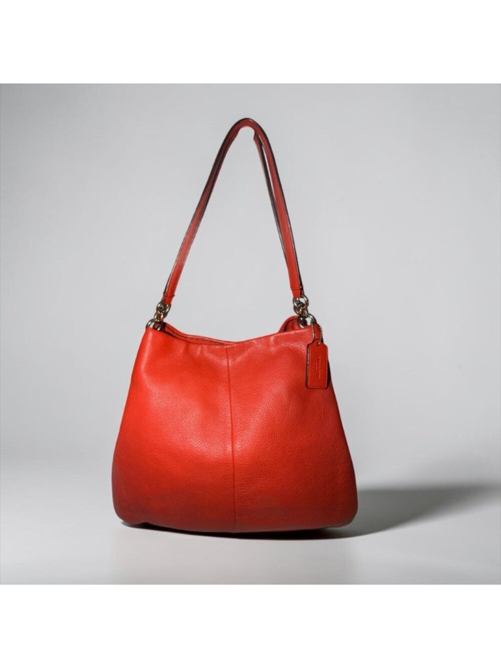 Coach Madison Phoebe Hobo F35723 Carmine Red Pebbled Leather Brass Shoulder Bag - Picture 2 of 10